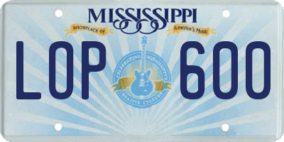 MS license plate LOP600