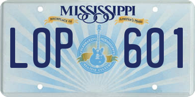 MS license plate LOP601