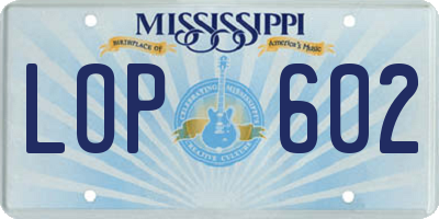 MS license plate LOP602