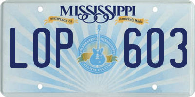 MS license plate LOP603