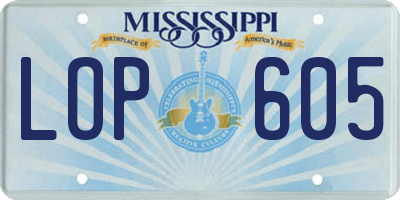MS license plate LOP605