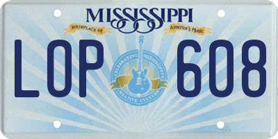 MS license plate LOP608