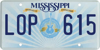 MS license plate LOP615