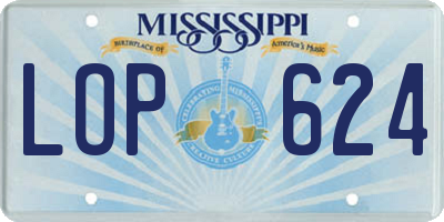 MS license plate LOP624
