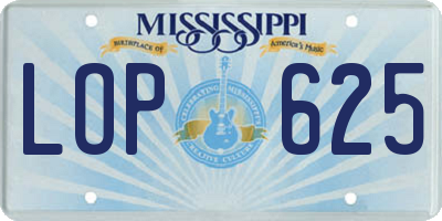 MS license plate LOP625