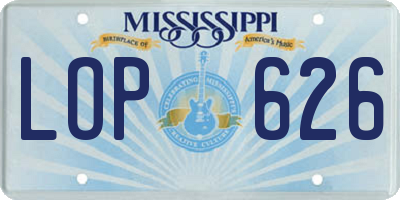 MS license plate LOP626