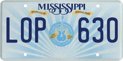 MS license plate LOP630