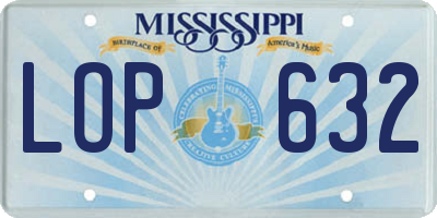 MS license plate LOP632