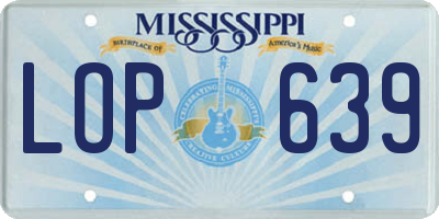 MS license plate LOP639
