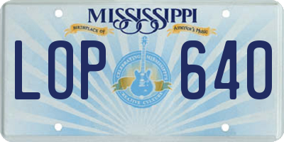 MS license plate LOP640