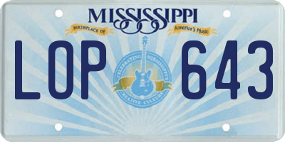 MS license plate LOP643