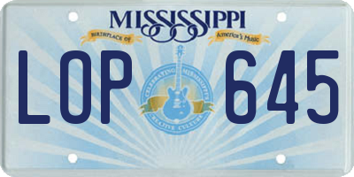 MS license plate LOP645