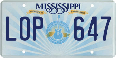 MS license plate LOP647