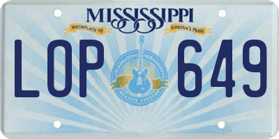MS license plate LOP649