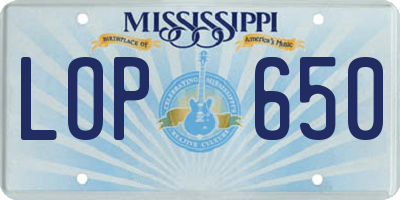 MS license plate LOP650