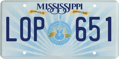 MS license plate LOP651