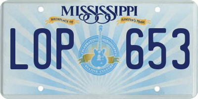 MS license plate LOP653