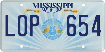MS license plate LOP654