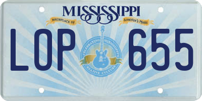 MS license plate LOP655