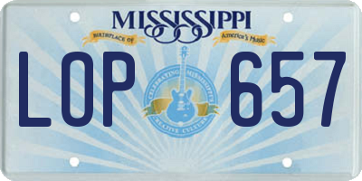 MS license plate LOP657