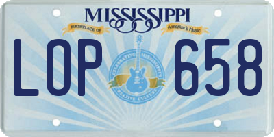 MS license plate LOP658