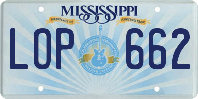 MS license plate LOP662