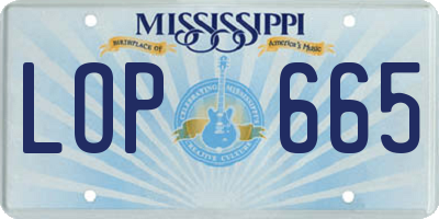 MS license plate LOP665