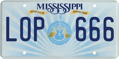 MS license plate LOP666