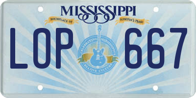 MS license plate LOP667