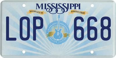 MS license plate LOP668