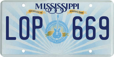 MS license plate LOP669