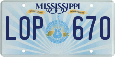 MS license plate LOP670