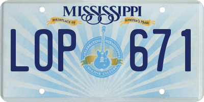 MS license plate LOP671