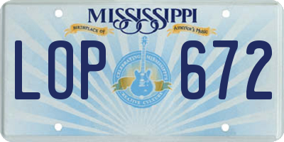 MS license plate LOP672