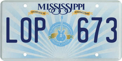 MS license plate LOP673