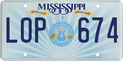 MS license plate LOP674