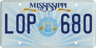 MS license plate LOP680