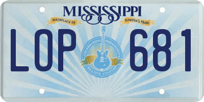 MS license plate LOP681