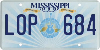 MS license plate LOP684