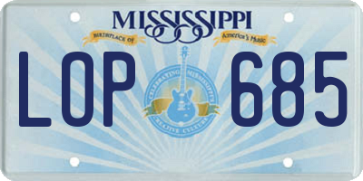 MS license plate LOP685