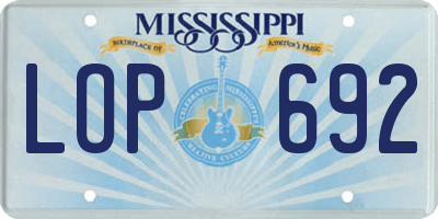 MS license plate LOP692