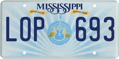 MS license plate LOP693