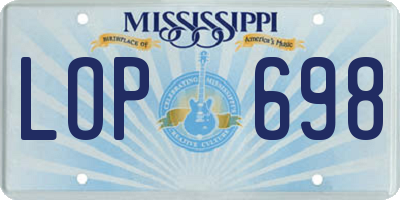 MS license plate LOP698