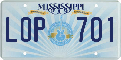 MS license plate LOP701