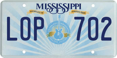 MS license plate LOP702