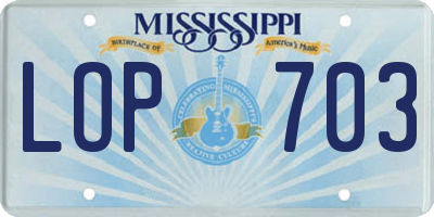 MS license plate LOP703