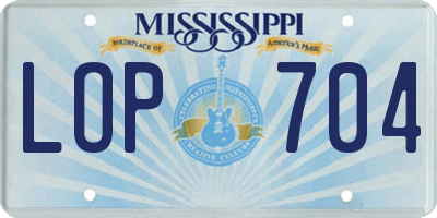 MS license plate LOP704