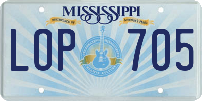 MS license plate LOP705