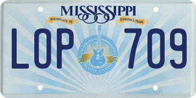 MS license plate LOP709