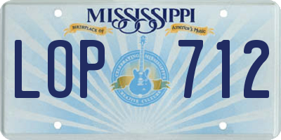 MS license plate LOP712